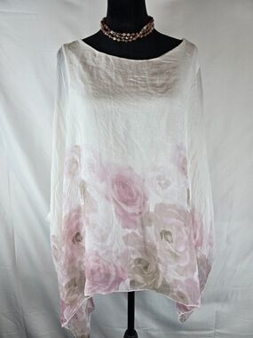 Light Pink Floral Sheer Tunic Top NWT